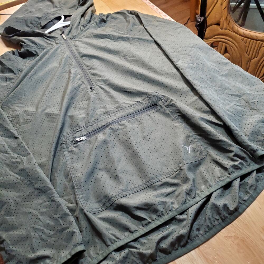 Old Navy Green Mesh Light Windbreaker Pullover Hooded Pocket Size XL - Picture 4 of 11